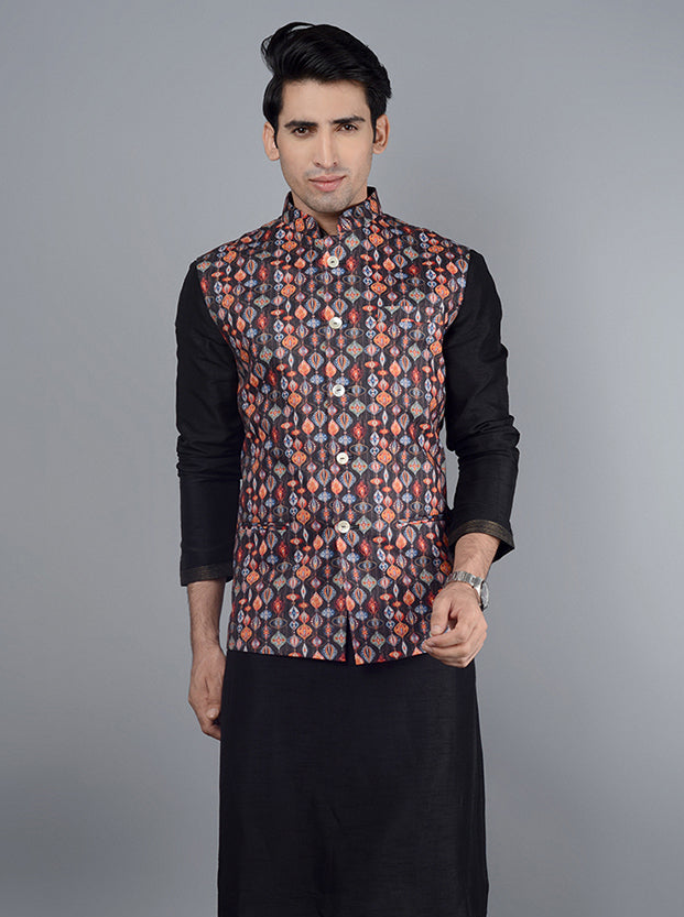 Premium Silk Black Bandhgala Jacket | Perfect Men’s Formal Attire