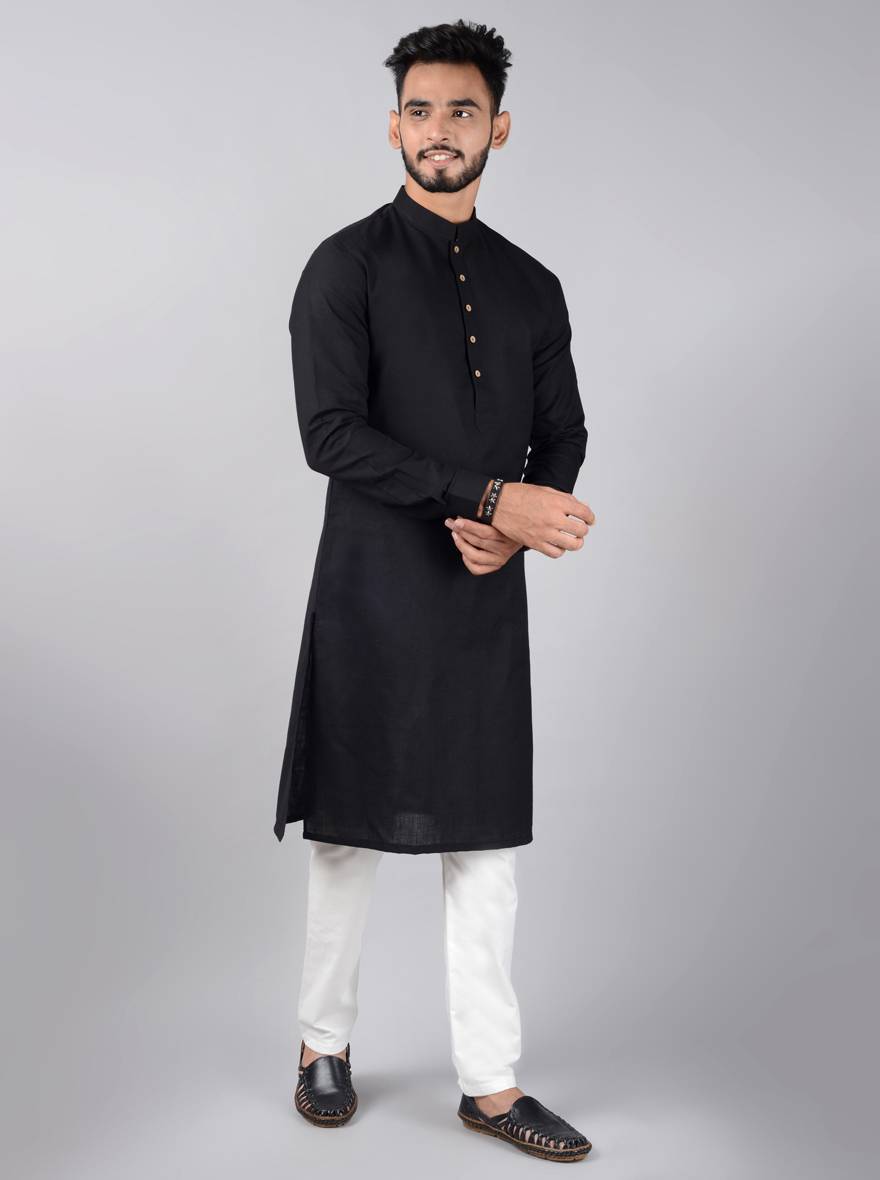 Trendy black kurta pajama, ideal for enhancing your ethnic collection.