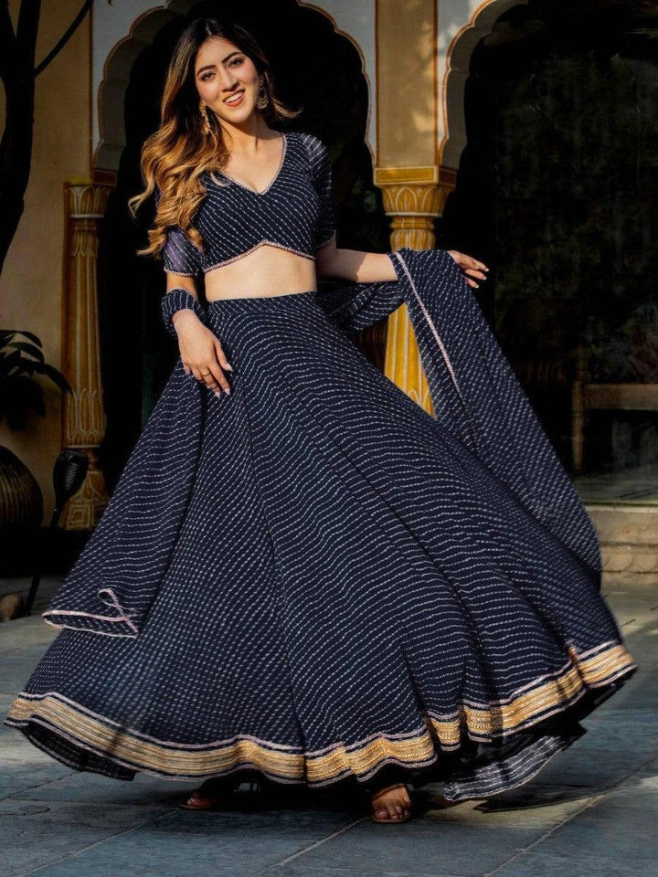 Stylish black party wear lehenga choli for women.