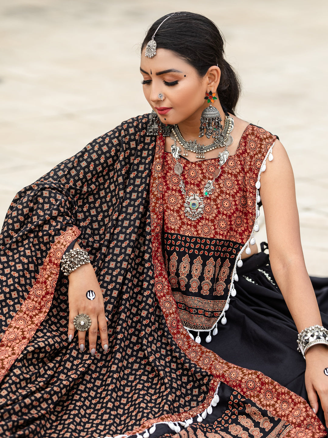 Beautiful Black Cotton Navratri Lehenga Choli With Dupatta