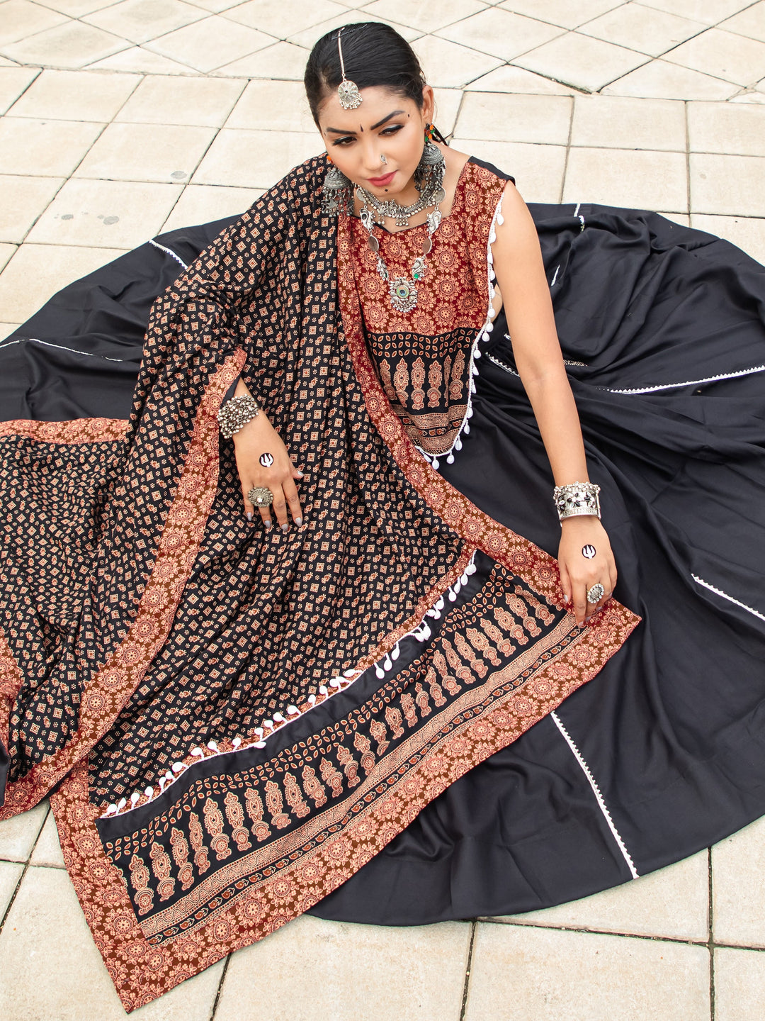 Beautiful Black Cotton Navratri Lehenga Choli With Dupatta