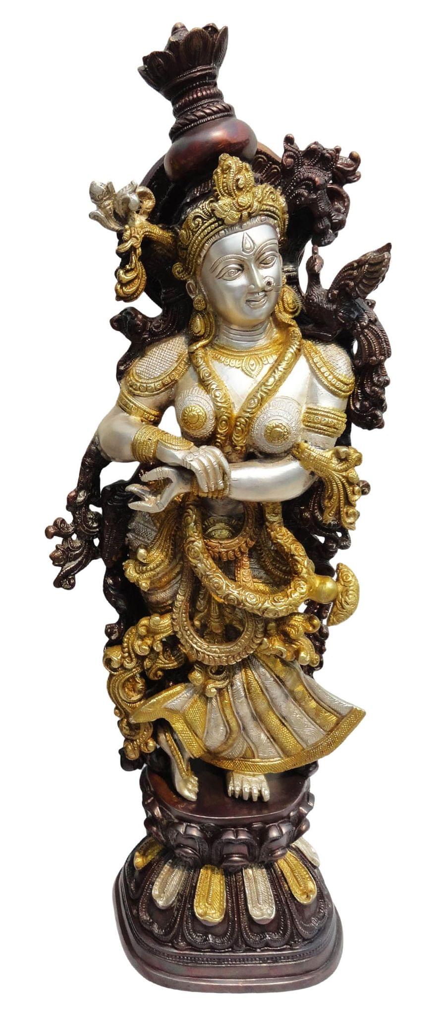 Brass Showpiece Radha God Idol Statue | 8x6x29 Inch Decorative Art