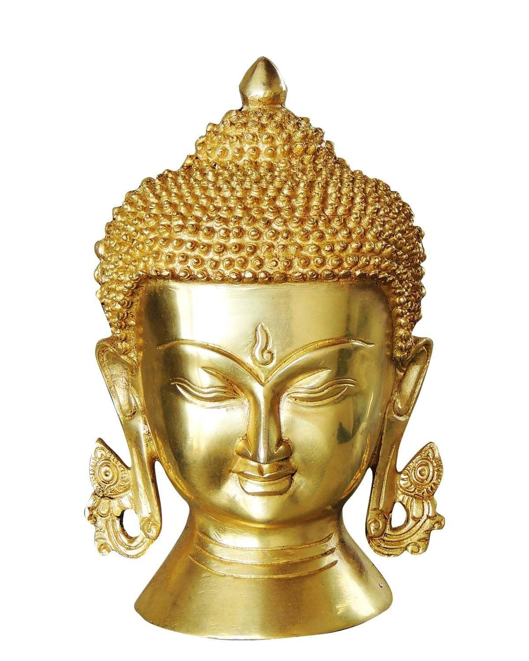 Brass Buddha Head Statue | Big Showpiece God Murtis - 6x3.4x8.5 inch