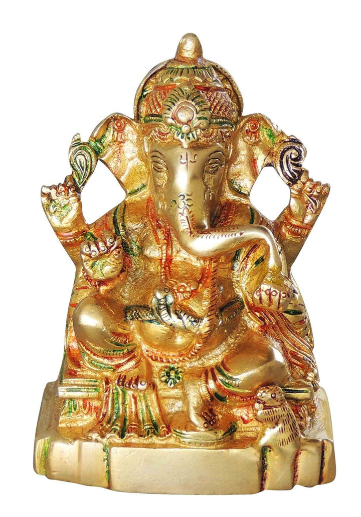 Brass Ganesh Idol | Decorative God Murtis | 4*2.4*5.5 Inches