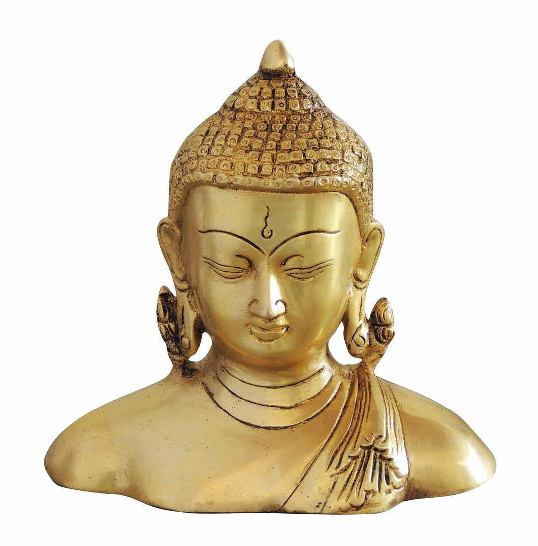 Brass Showpiece Buddha Half Statue | God Murtis Decorative Art 6.2x2.5x6.5"