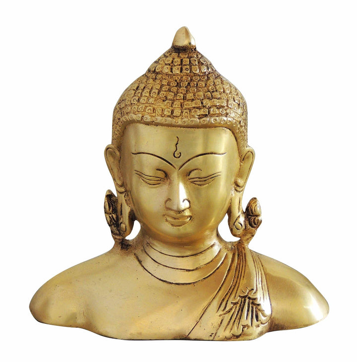 Brass Showpiece Buddha Half Statue | God Murtis Decorative Art 6.2x2.5x6.5"