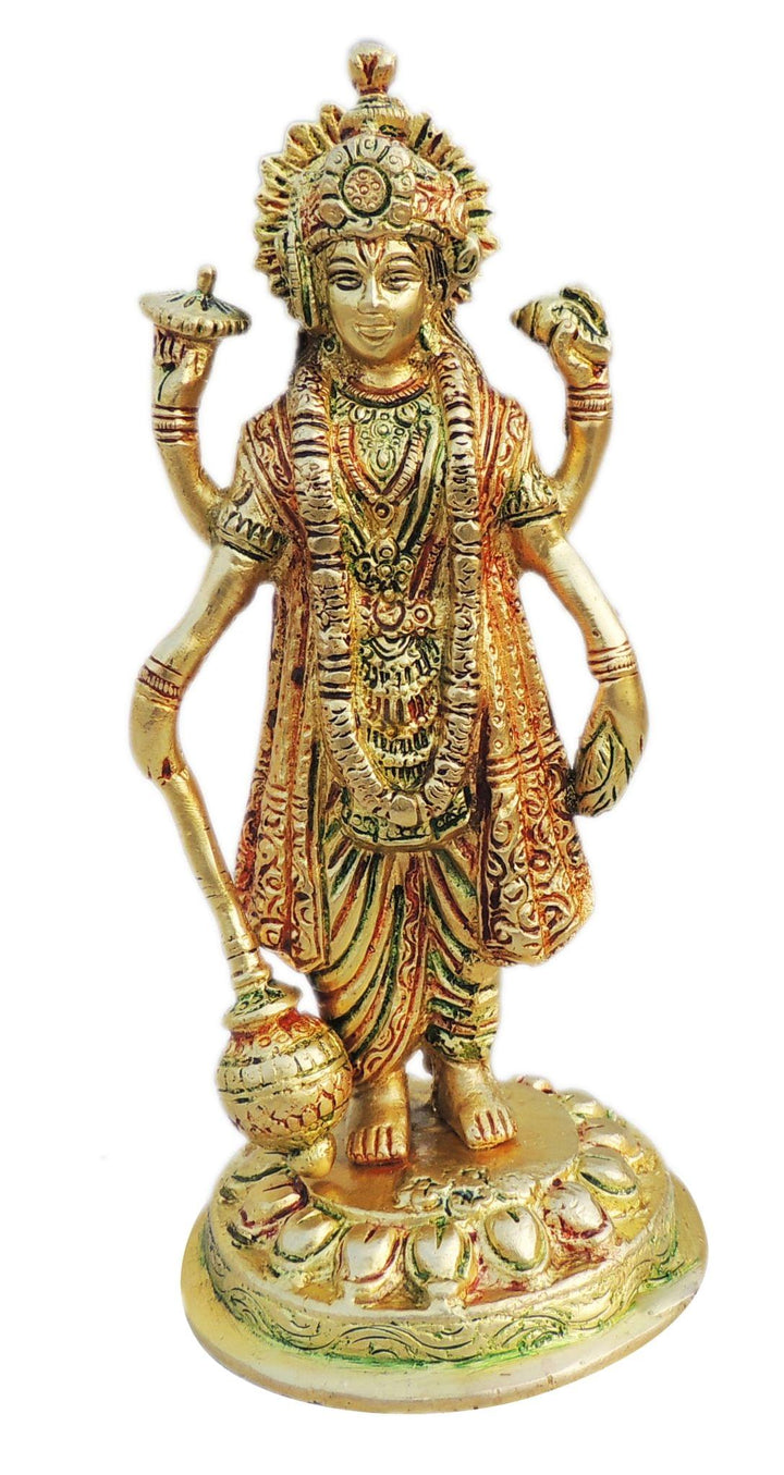 Brass Showpiece Vishnu Statue | Unique God Murtis Home Decor 3.5x3.5x7.5 inch