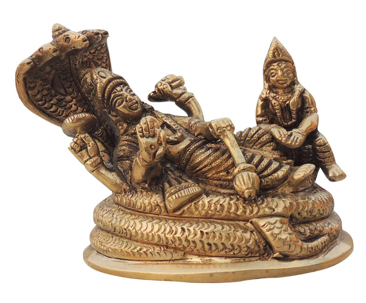 Brass Showpiece Vishnu Laxmi Idol Statue | Divine Home Decor Artifact