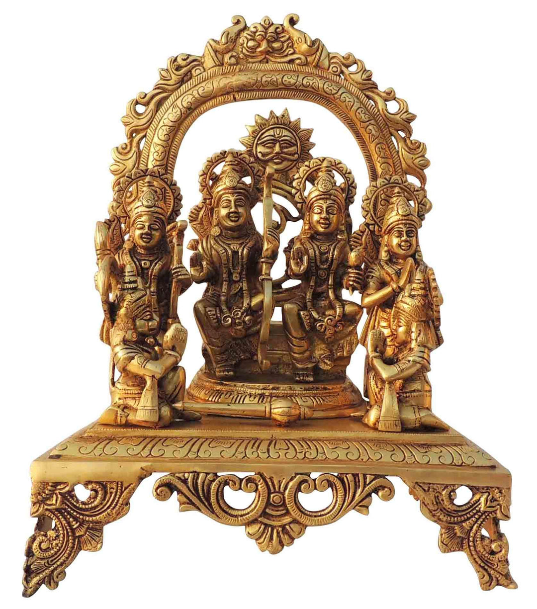 Brass Ram Parivar Idol | Exquisite God Murtis Showpiece 11.5x7.5x16 Inch