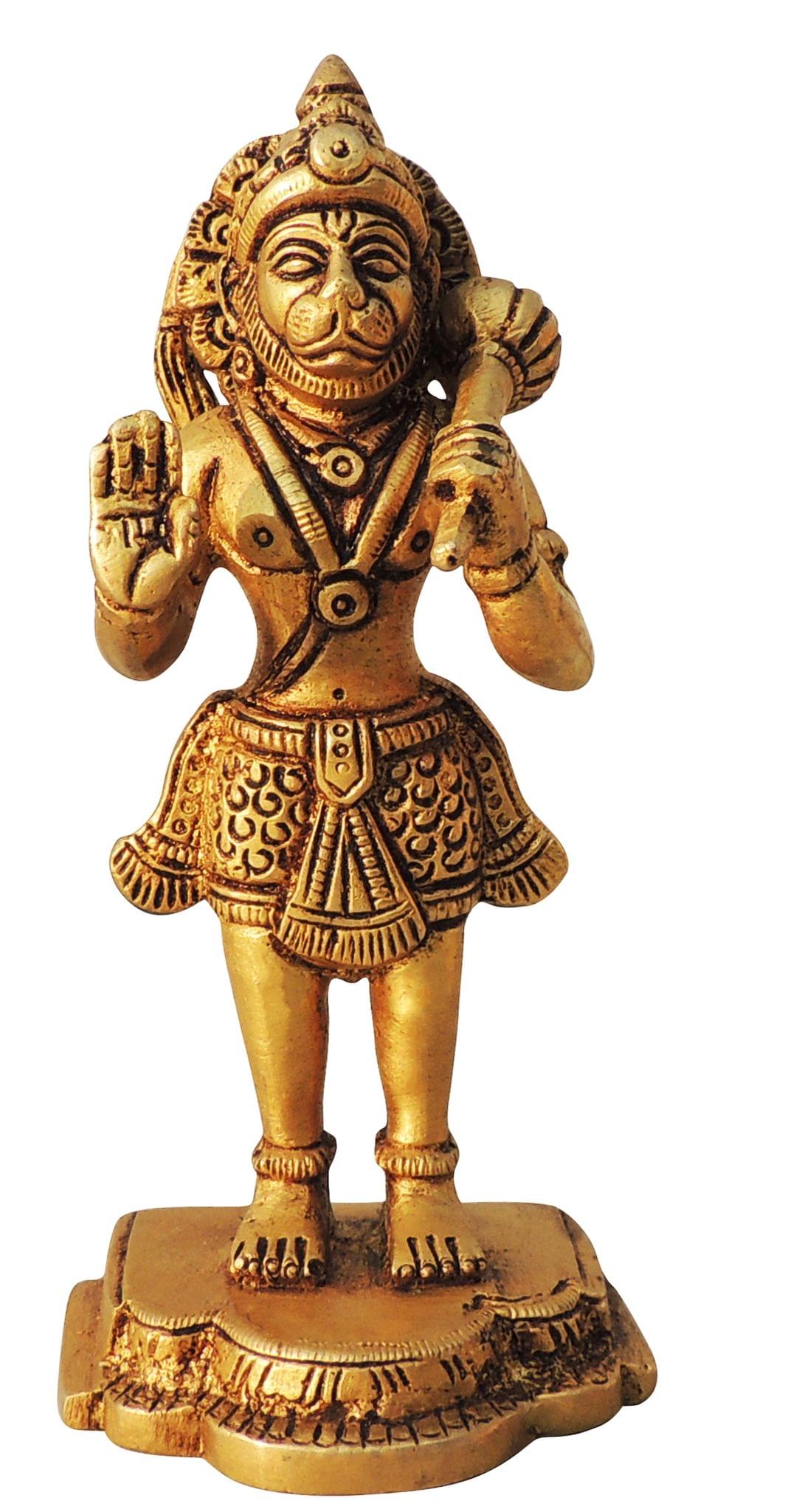 Brass Hanuman Ji Idol | Decorative God Murtis Showpiece - 2.2*2*5 Inch