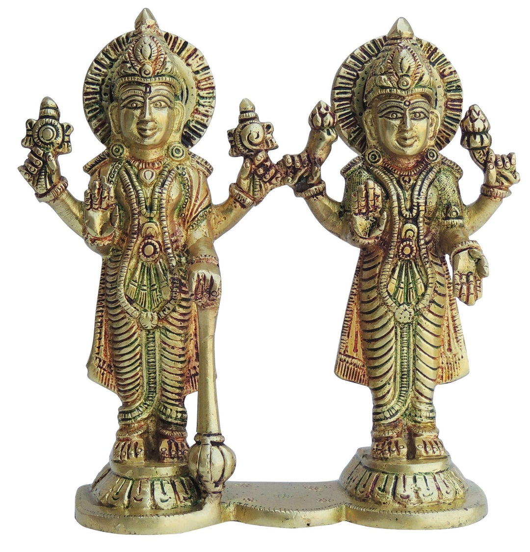 Brass Vishnu Laxmi Idol | 6.5 Inch Decorative God Murtis Showpiece