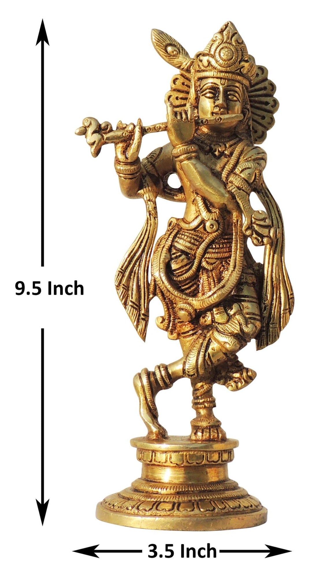 Brass God Murtis | Krishna Ji Idol Statue Showpiece - 3.5*3*9.5 Inch