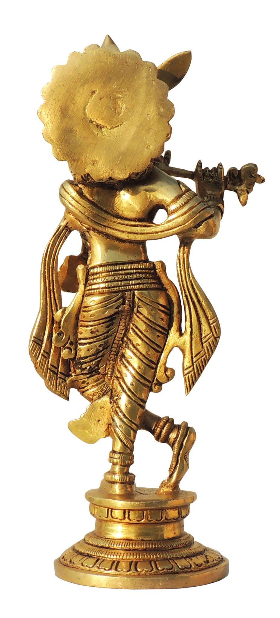 Brass God Murtis | Krishna Ji Idol Statue Showpiece - 3.5*3*9.5 Inch