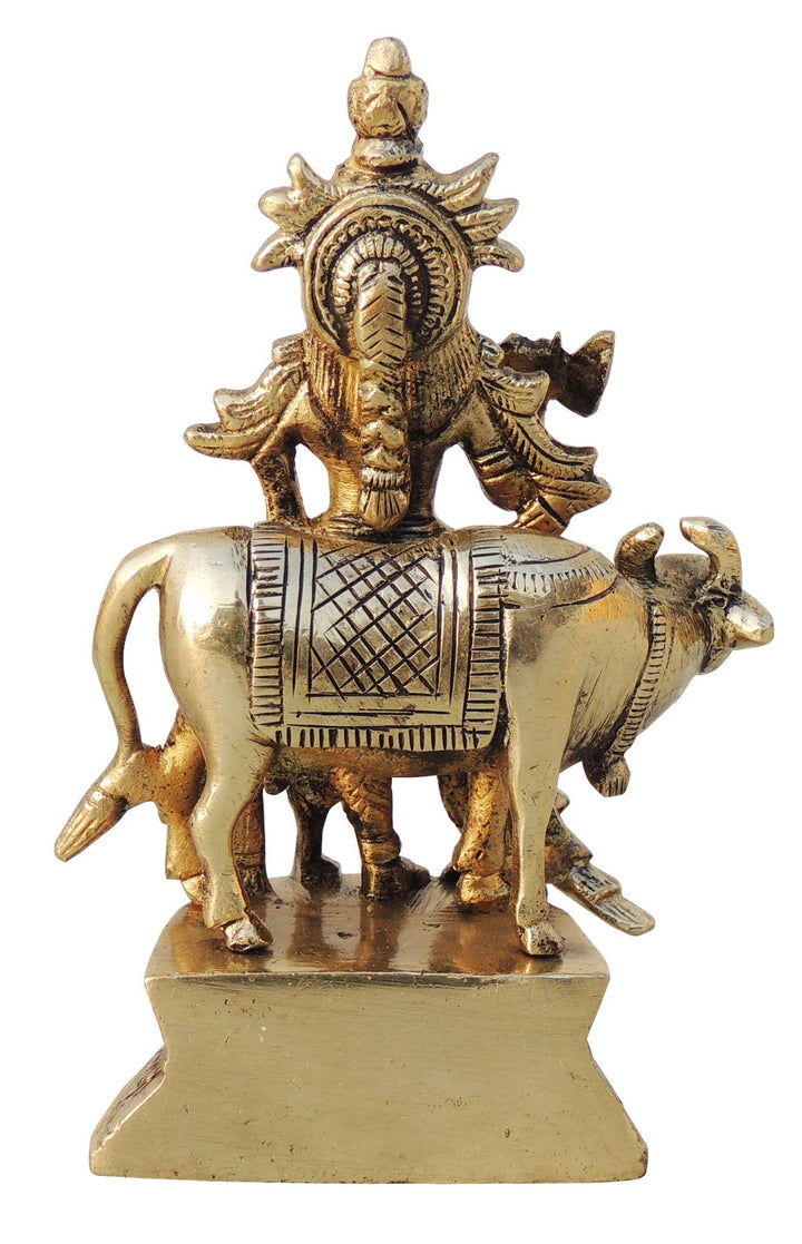 Brass Krishna with Cow Idol | Divine God Murtis Statue 3.2*2*5.5 Inch