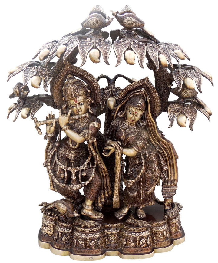 Brass Radha Krishna Showpiece Idol | Divine God Murtis Statue 25x12.5x28 Inch