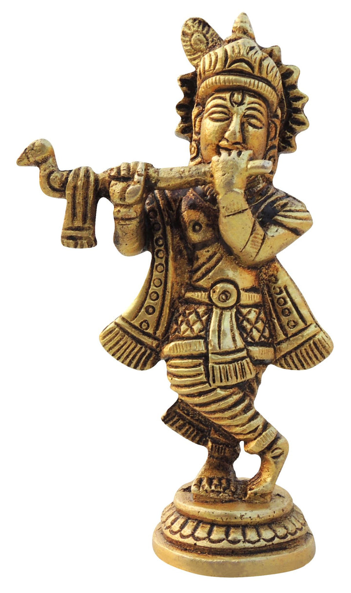 Brass Showpiece Krishna Idol | God Murtis Decorative Statue 2x1x3.2 Inch