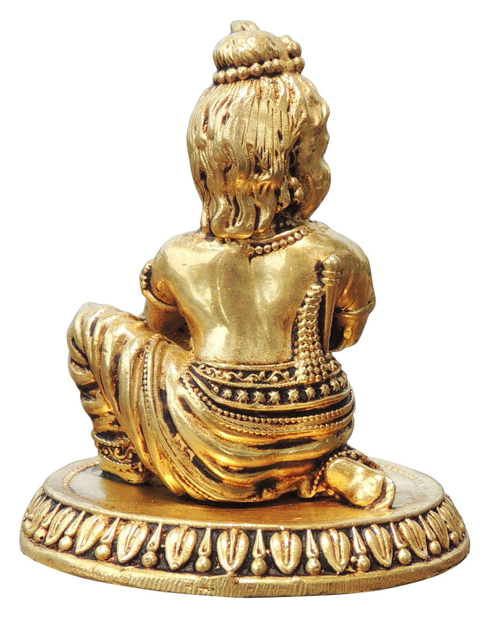 Pure Brass Makhan Krishna Statue | Handcrafted 2.2 Inch God Murtis