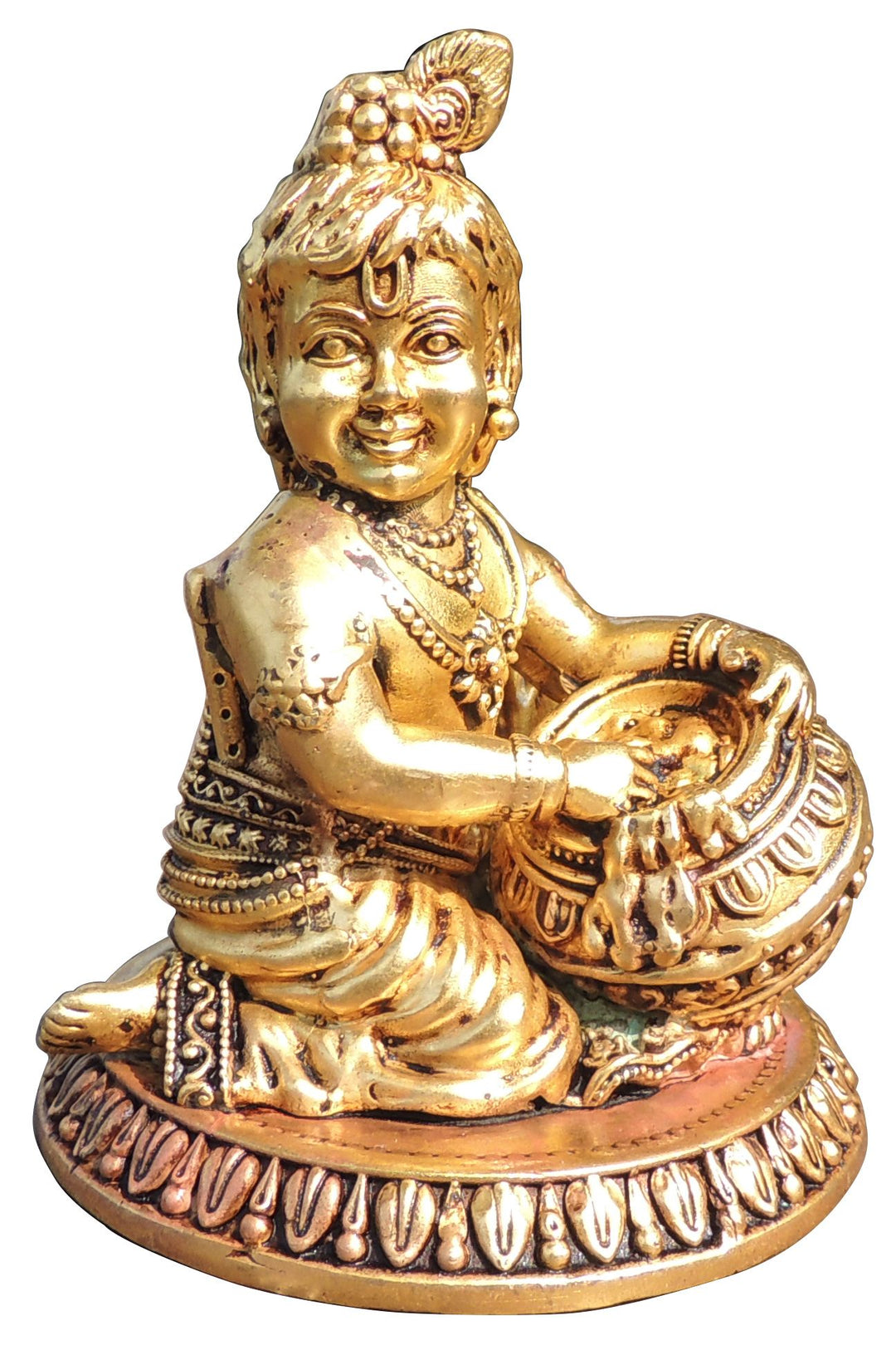 Brass Makhan Krishna God Idol | 3.5 Inch Showpiece Statue