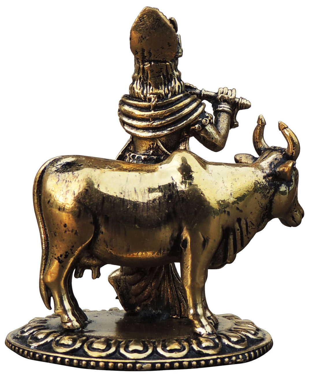 Brass Cow Krishna Statue | Decorative God Murtis for Home Décor