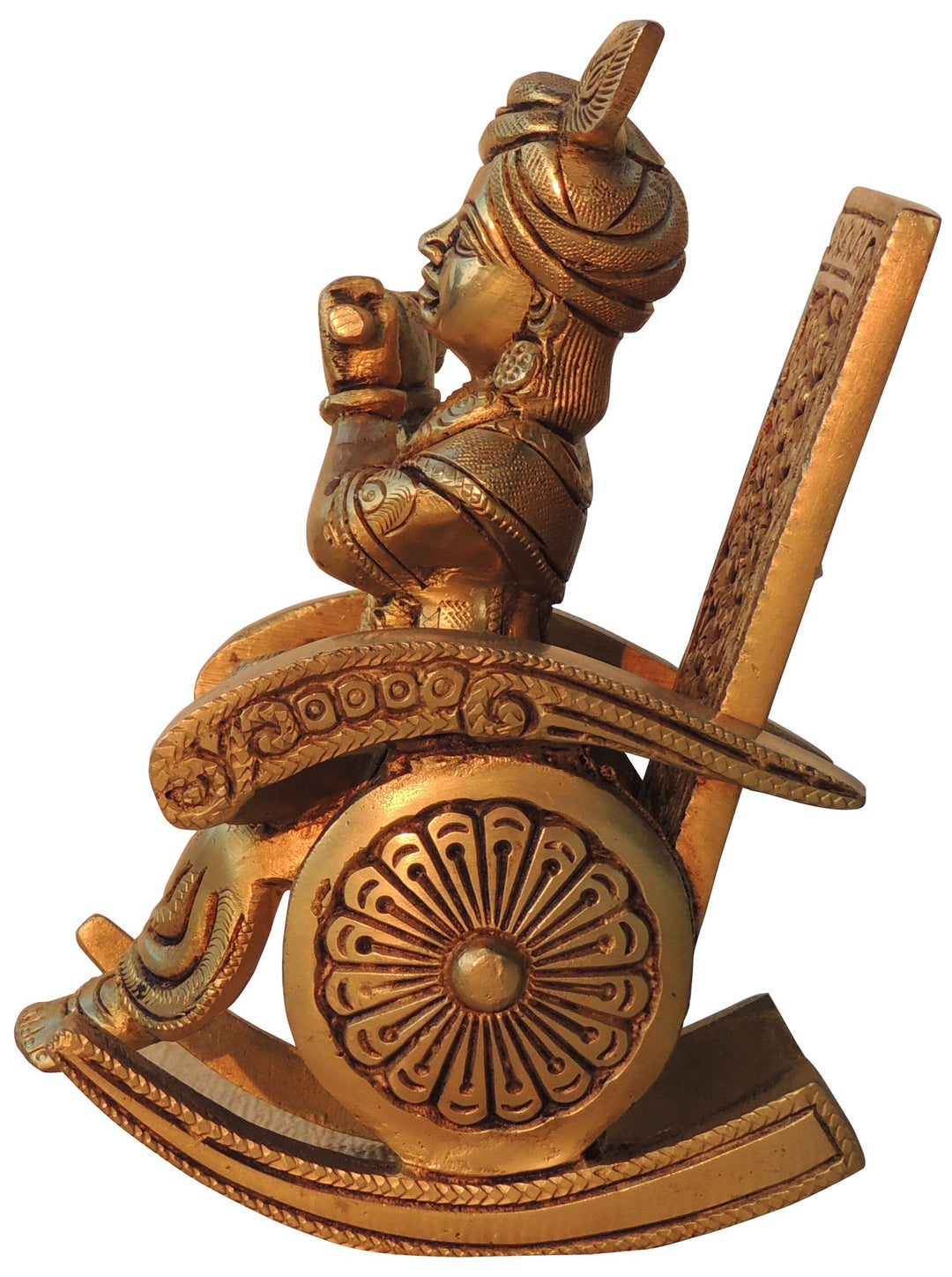 Brass Krishna Idol Statue with Chair | 5.5 Inch Decorative Showpiece