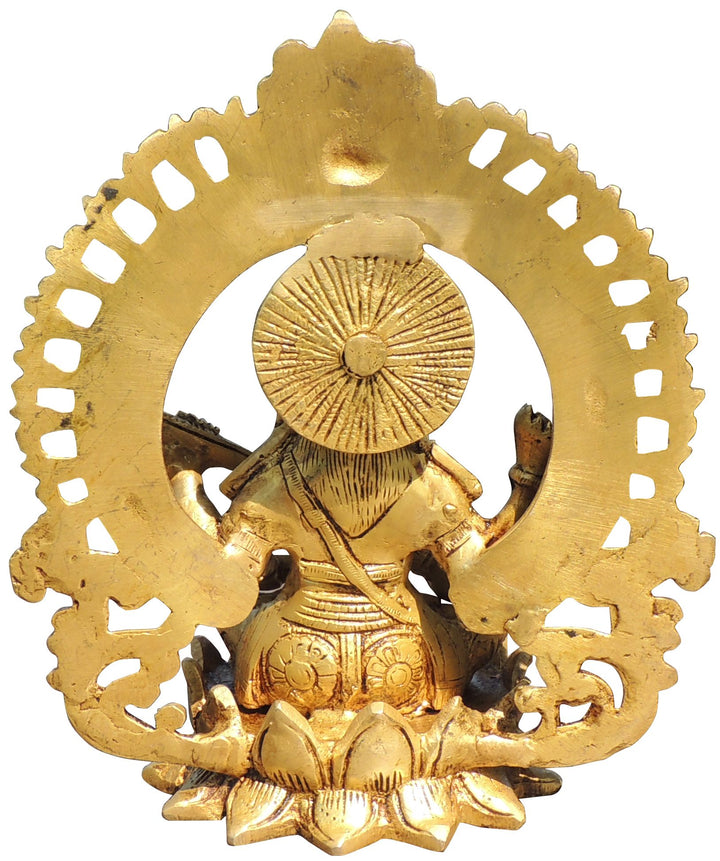 Brass Saraswati Ji Idol | Elegant Showpiece God Murtis Statue 8*5*9.2 Inch