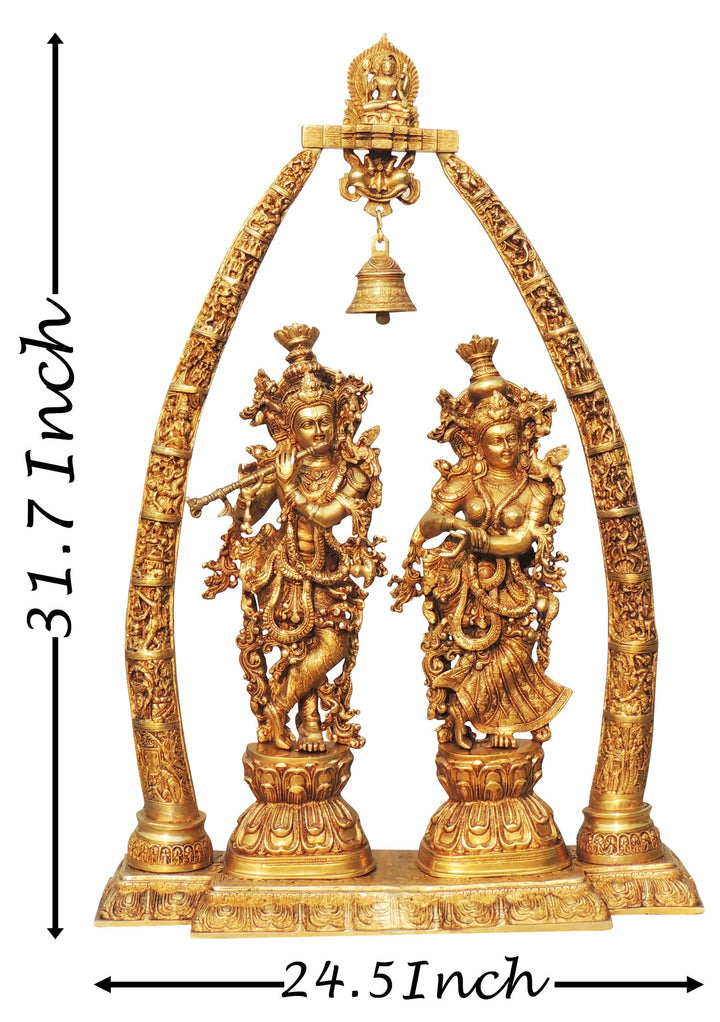 Brass Showpiece Darbar Radha Krishna God Idol | Decorative Religious Sculpture