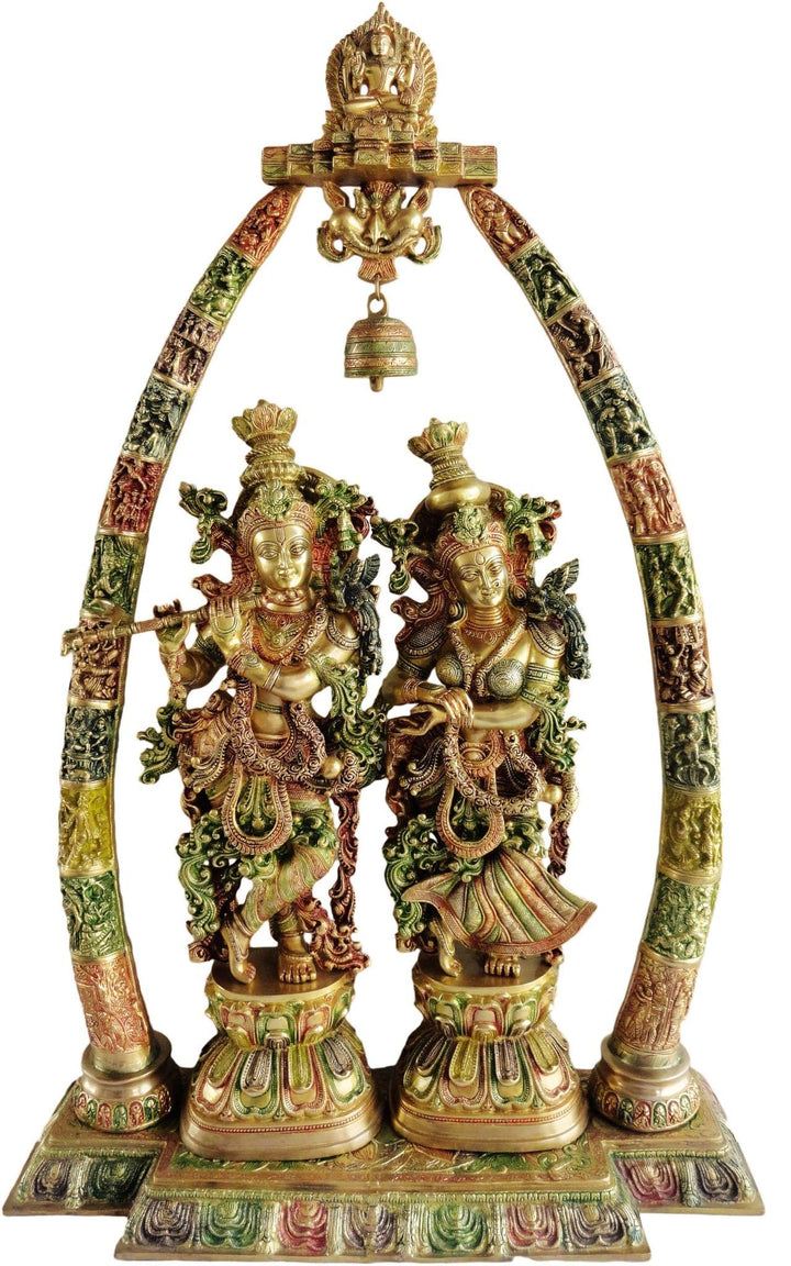 Brass Radha Krishna Darbar God Idol Showpiece | 29x8x45 Inch Statue