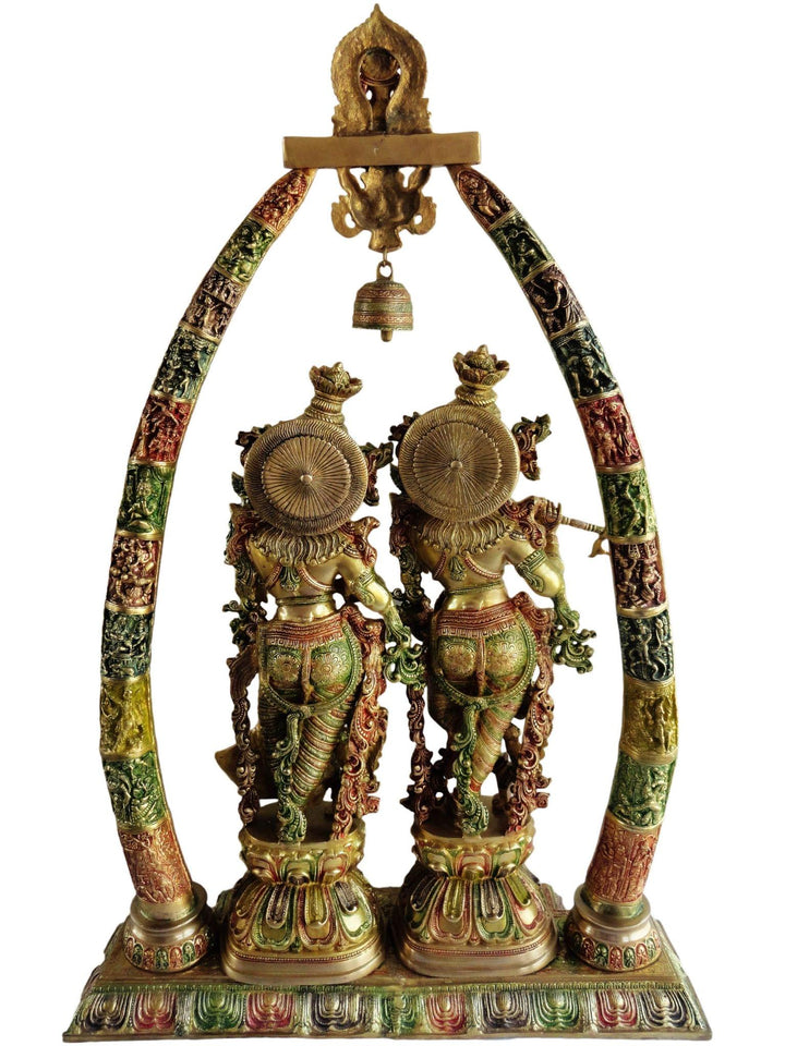 Brass Radha Krishna Darbar God Idol Showpiece | 29x8x45 Inch Statue