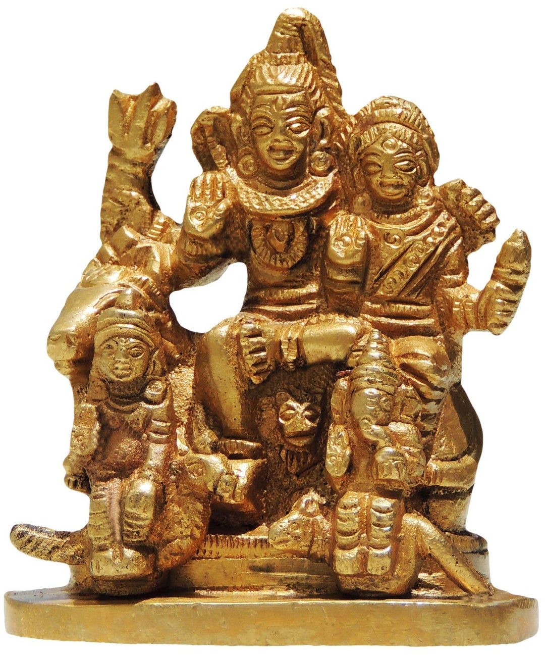 Brass Shiv Parivaar Small Idol | Exquisite God Murtis Showpiece 2.5"x1"x3"