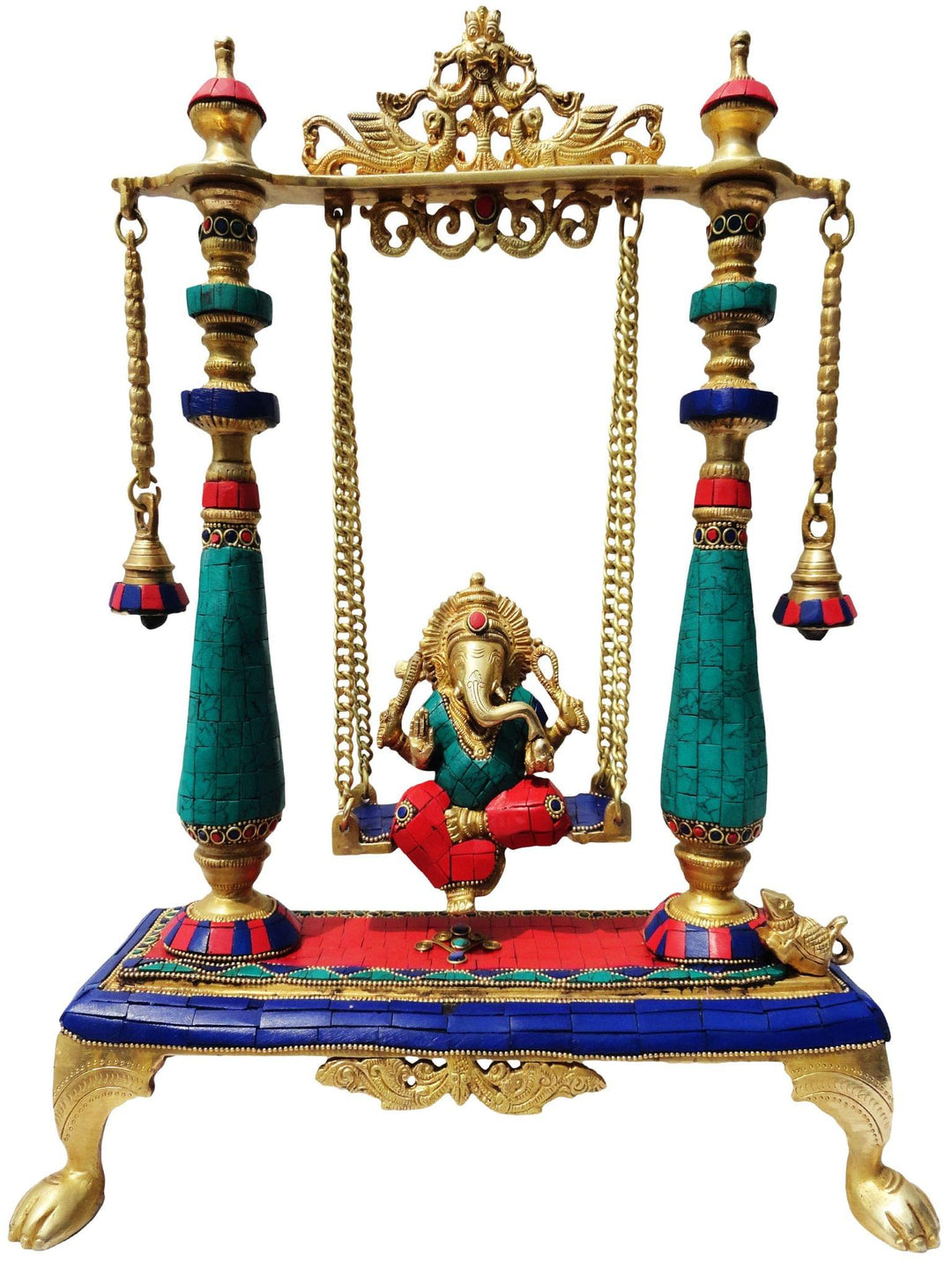 Brass Ganesh Ji Jhula Showpiece | Unique God Murtis Home Decor Statues