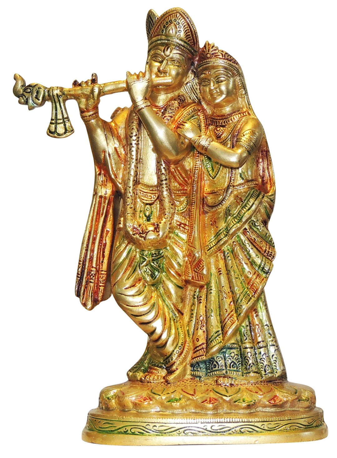 Brass Radha Krishna Idol | Decorative God Murtis Showpiece 5x4x8.5 inch