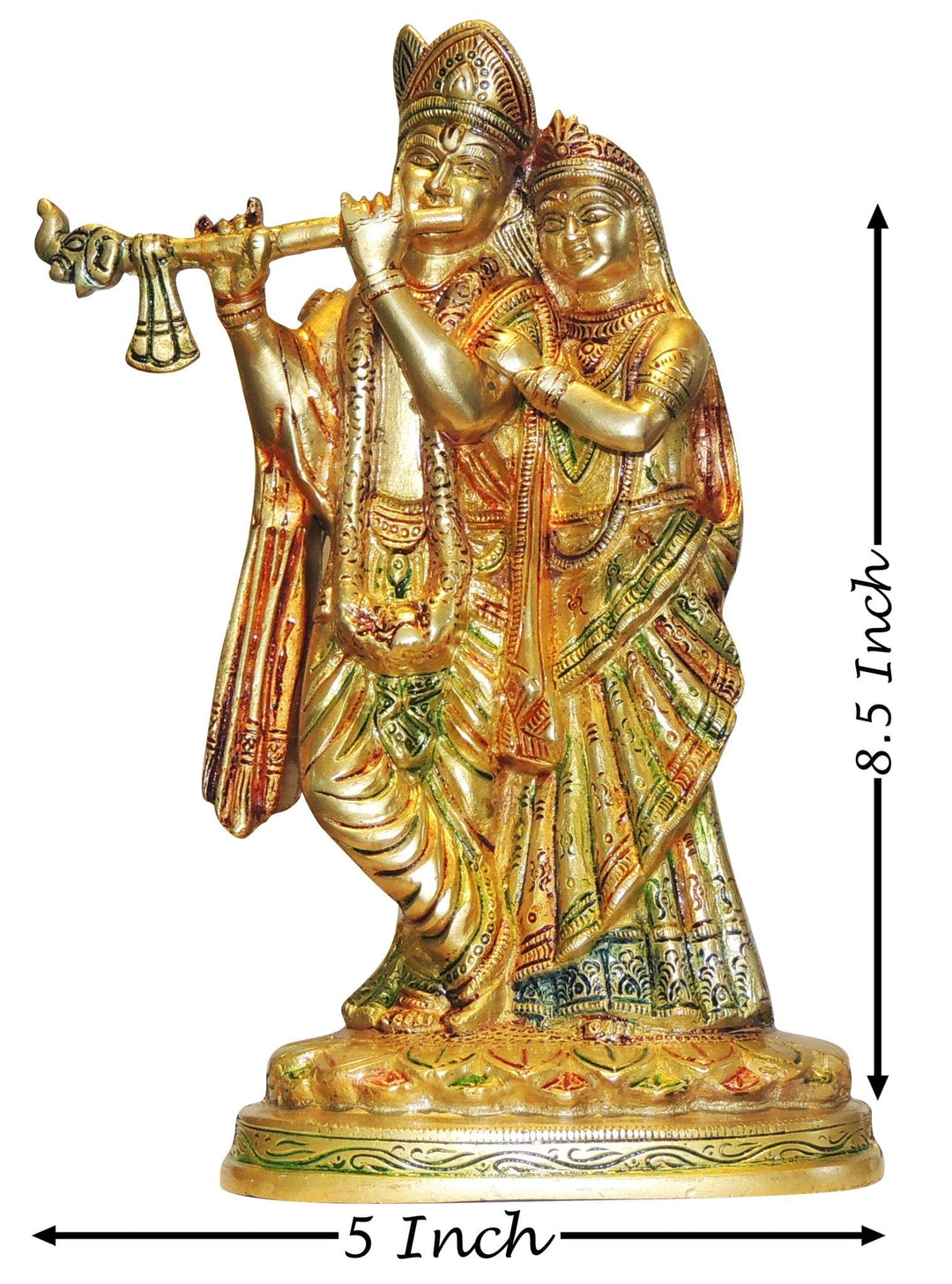 Brass Radha Krishna Idol | Decorative God Murtis Showpiece 5x4x8.5 inch