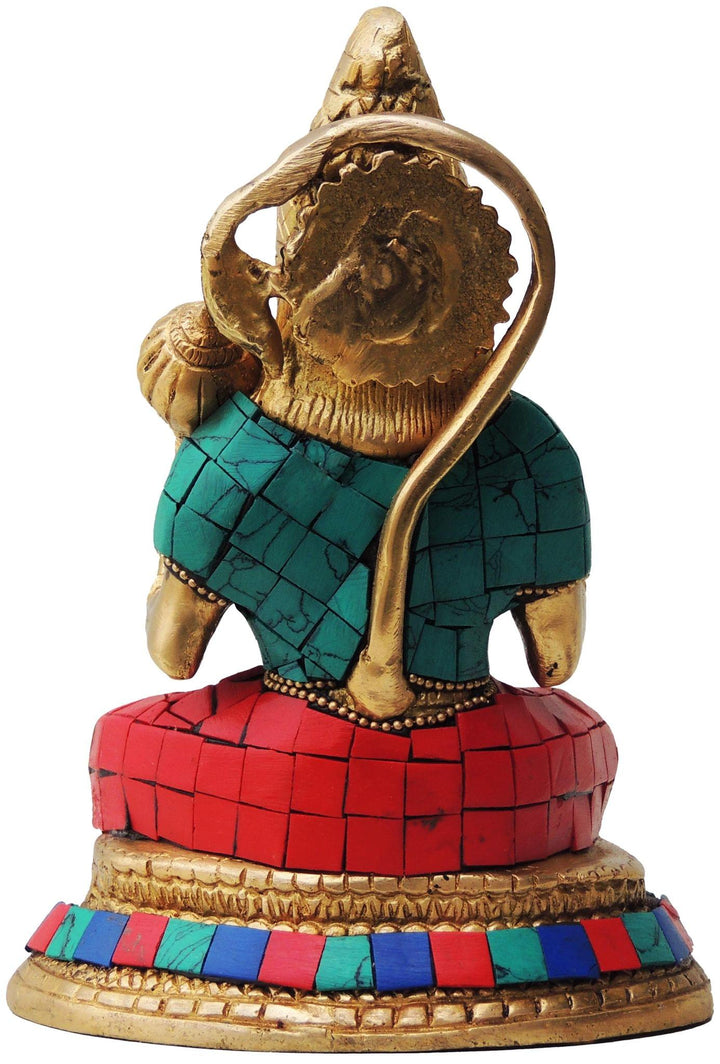 Brass Hanuman Ji Showpiece Statue with Turquoise Coral Finish | 3*5*6.5 Inch