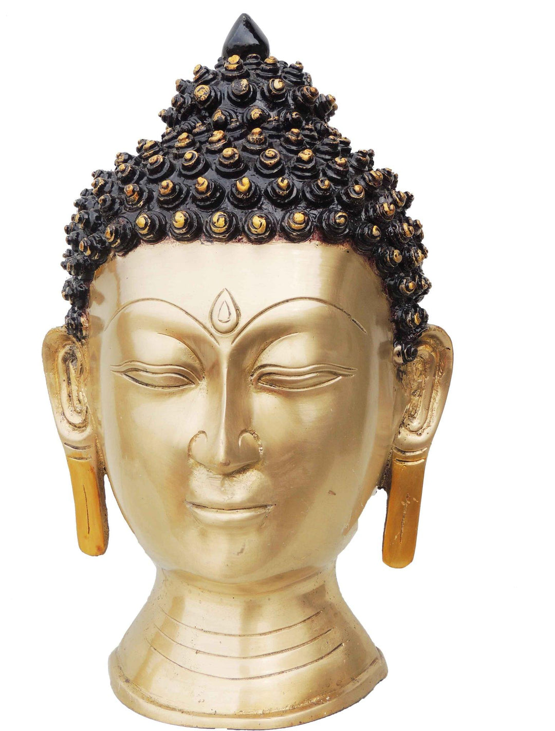 Brass Buddha Head Statue | Antique Finish Showpiece | 8.5*7.5*15 Inch