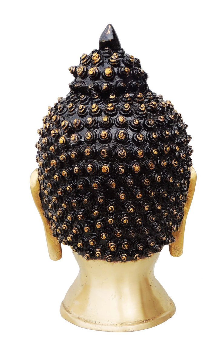 Brass Buddha Head Statue | Antique Finish Showpiece | 8.5*7.5*15 Inch