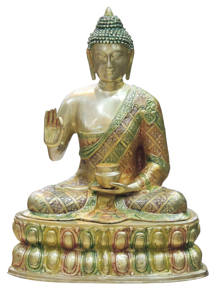 Brass Buddha Showpiece | 22x14x29 Inch Decorative God Murtis Statue