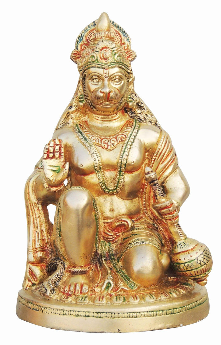 Brass Showpiece Hanuman Ji Statue | 6.3x5.6x9.5 Inch Decorative God Murtis