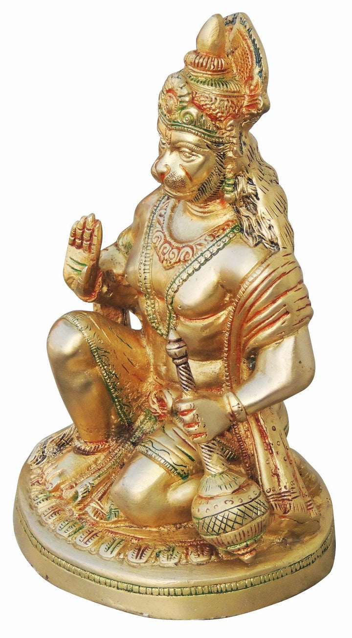 Brass Showpiece Hanuman Ji Statue | 6.3x5.6x9.5 Inch Decorative God Murtis