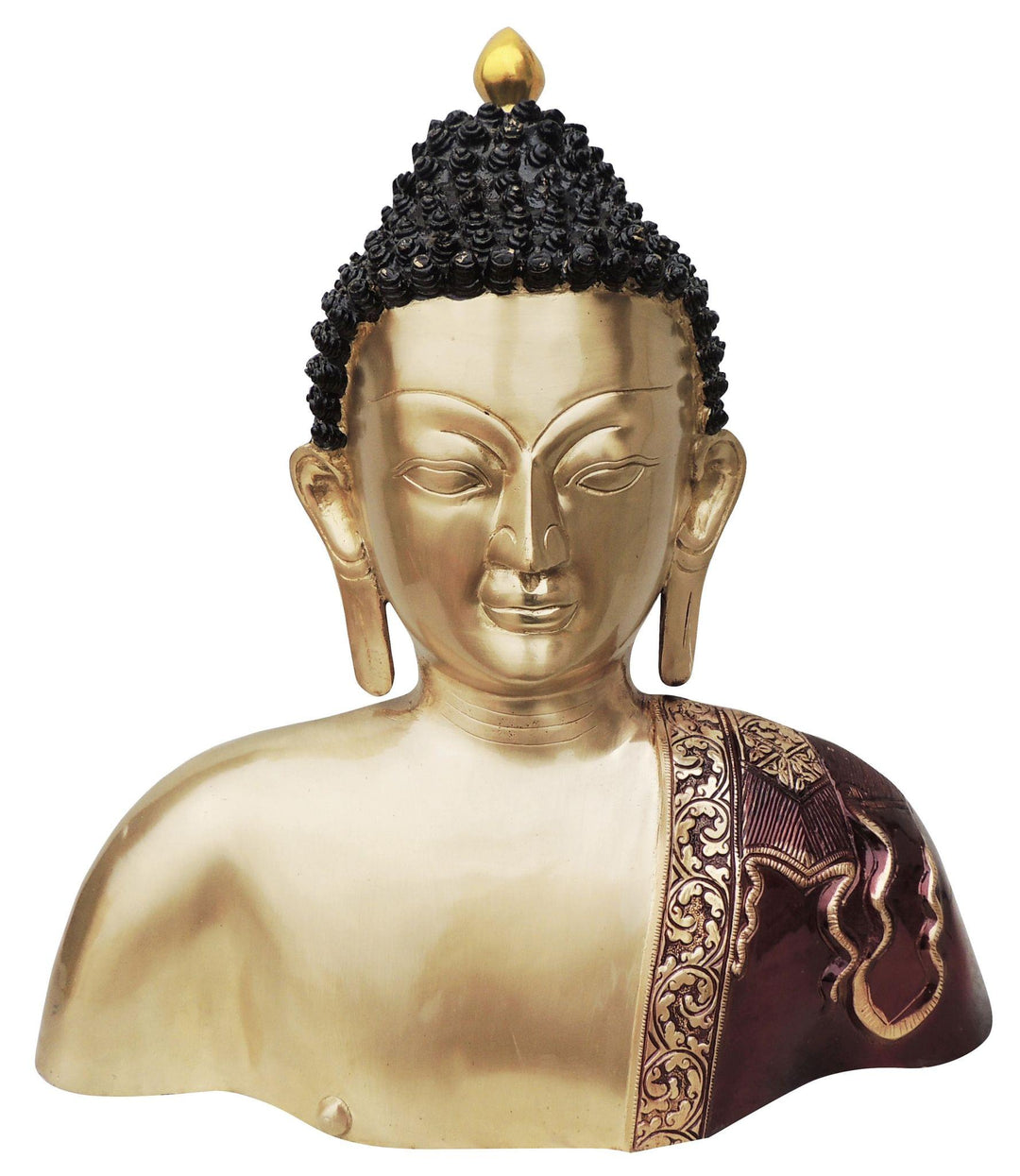 Brass Buddha Head and Chest God Murtis Showpiece | 16.5 Inch Decorative Art