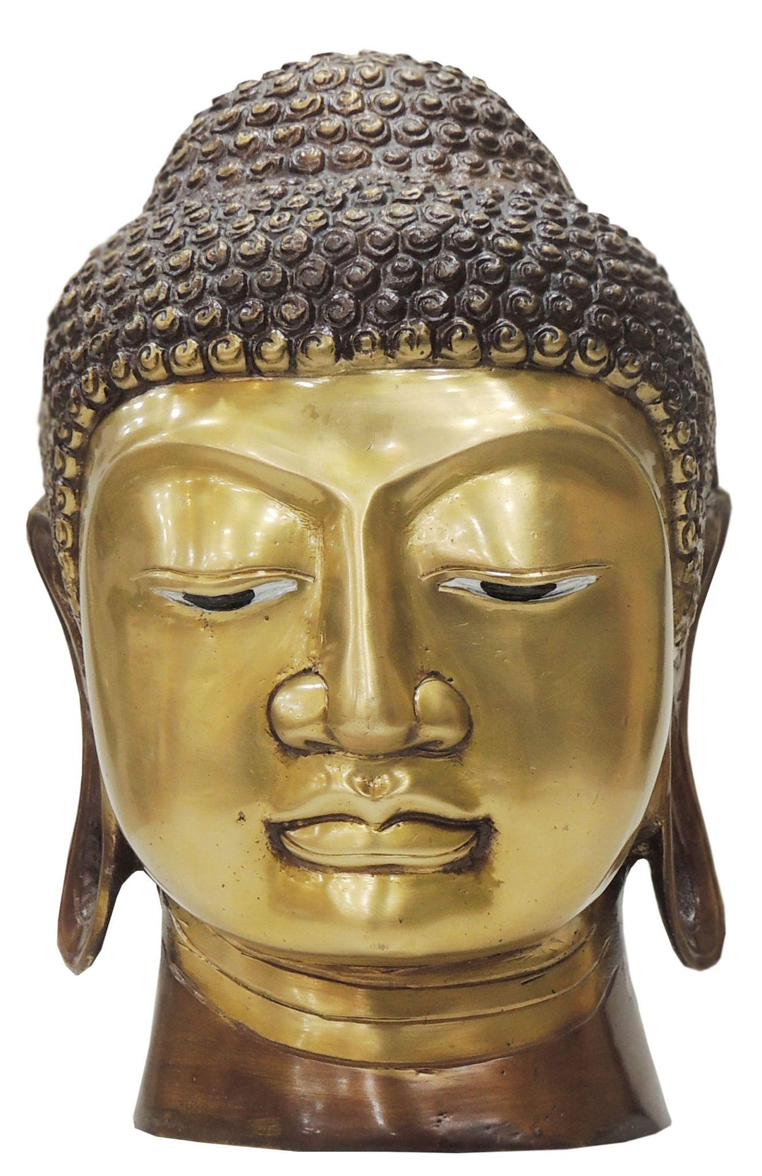 Brass Buddha Head Showpiece Statue | 7x6.5x9.5 Inch Home Decor