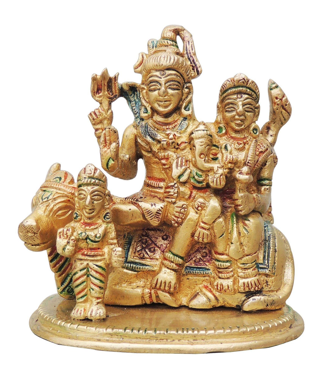 Brass Showpiece Shiv Parivar Idol Statue | God Murtis | 3.5"x2.5"x4"