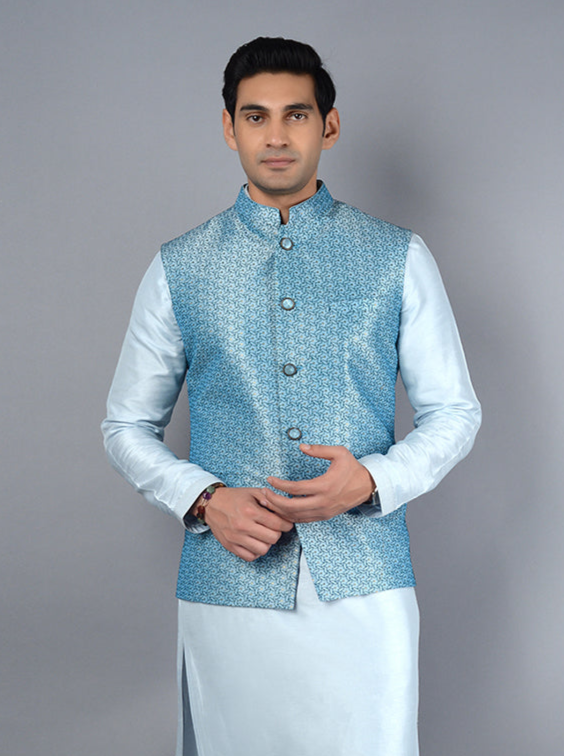 Stylish Blue Bandhgala Jacket | Perfect for Festive Gatherings