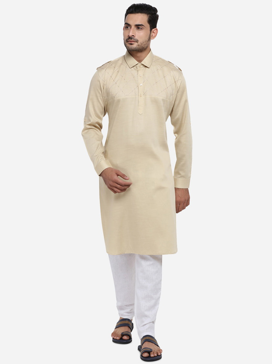 Trendy self-stitched pathani designed for all-day comfort and wear.