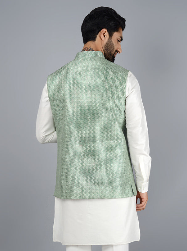 Green Bandhgala Jacket | Elevate Your Mehndi Look with Style