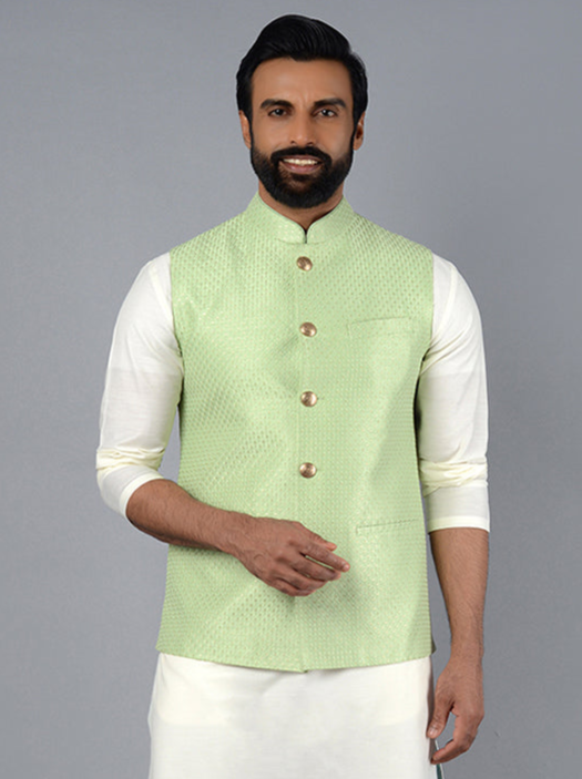 Light Green Bandhgala for Men | Stylish Designer Jodhpuri Jacket