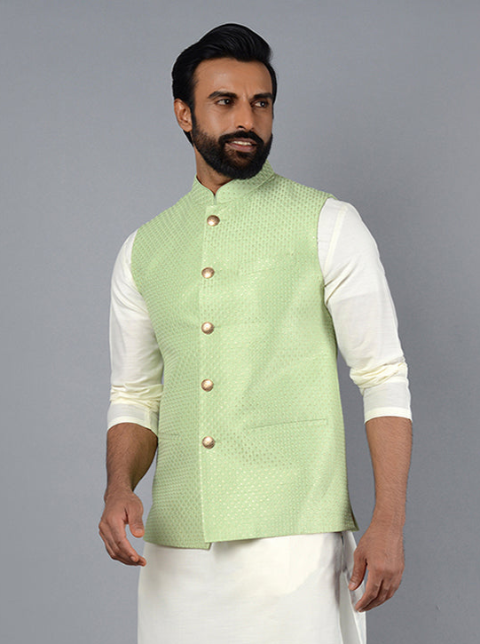 Light Green Bandhgala for Men | Stylish Designer Jodhpuri Jacket