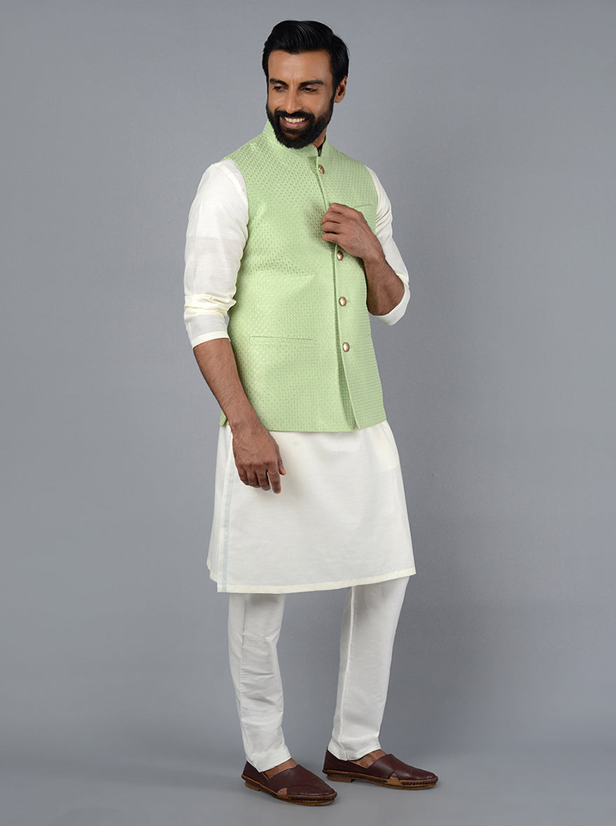 Light Green Bandhgala for Men | Stylish Designer Jodhpuri Jacket