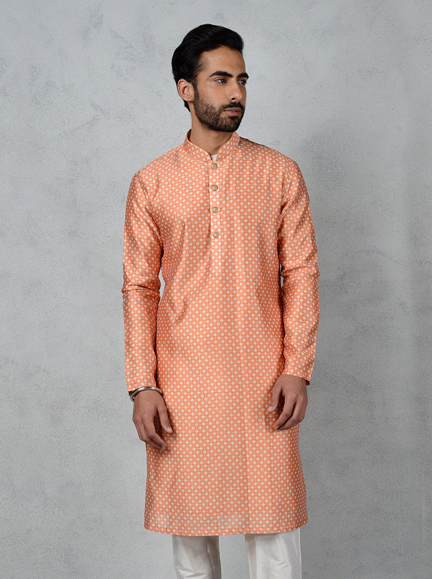 Stylish muga silk kurta set with embroidery, perfect for USA traditional events.