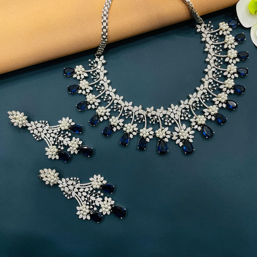 Fashionable bridal necklace featuring intricate American diamond designs.