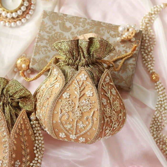 Pushp Zardozi Mini Lotus Potli | Handcrafted Indian Embroidered Bag